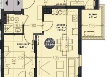 Drei-Zimmer-Wohnung mit Südausrichtung in Malinova Dolina