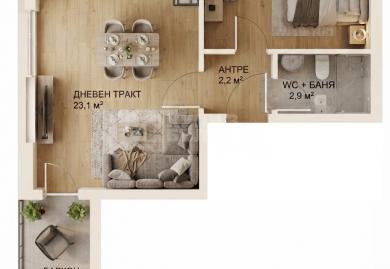 Стилен и функционален двустаен апартамент в нова сграда