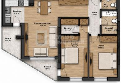 Geräumige Dreizimmerwohnung in einem Neubau in Sofia